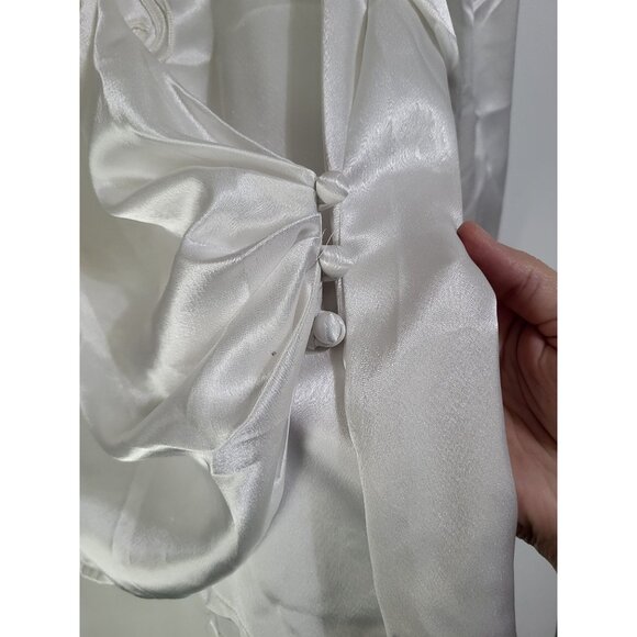 ANNE KLEIN VTG Womens SZ 8 Wrap Satin Applique Blouse Top Feminine White - Picture 4 of 11